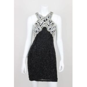 Vintage Lillie Rubin Sequin Dress 6 Black White